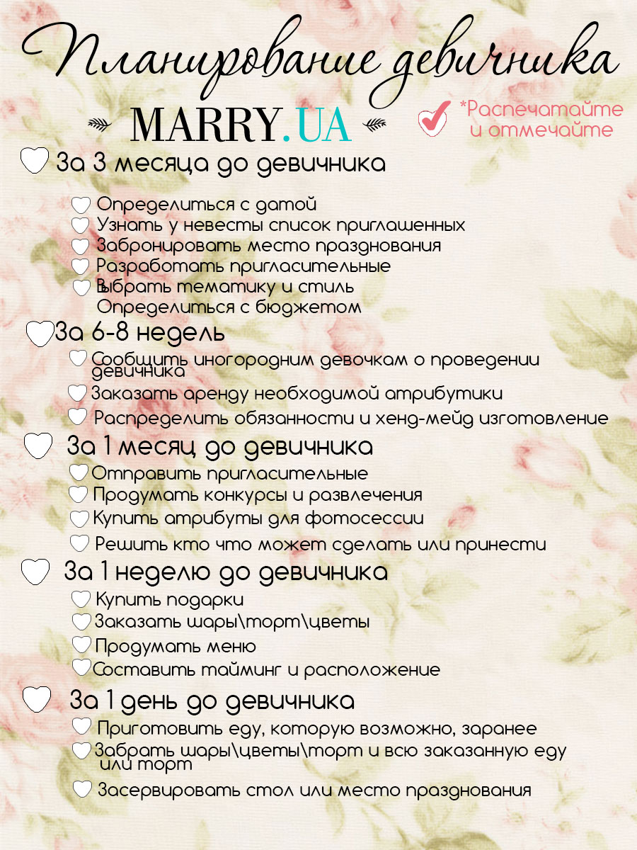 План подготовки к свадьбе для жениха и невесты